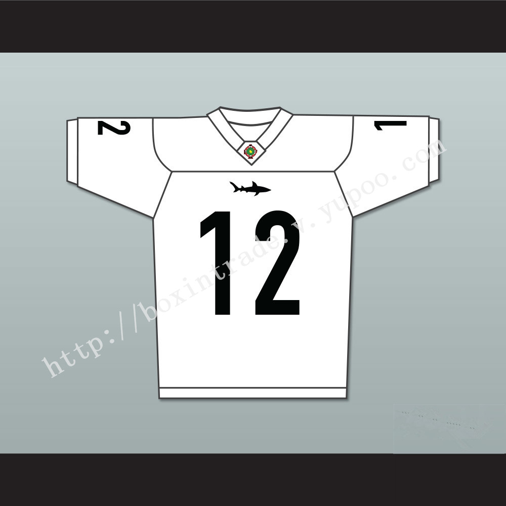 Tyler Cherubini 12 Miami Sharks White Football Jersey Any Given Sunday Includes AFFA Patch