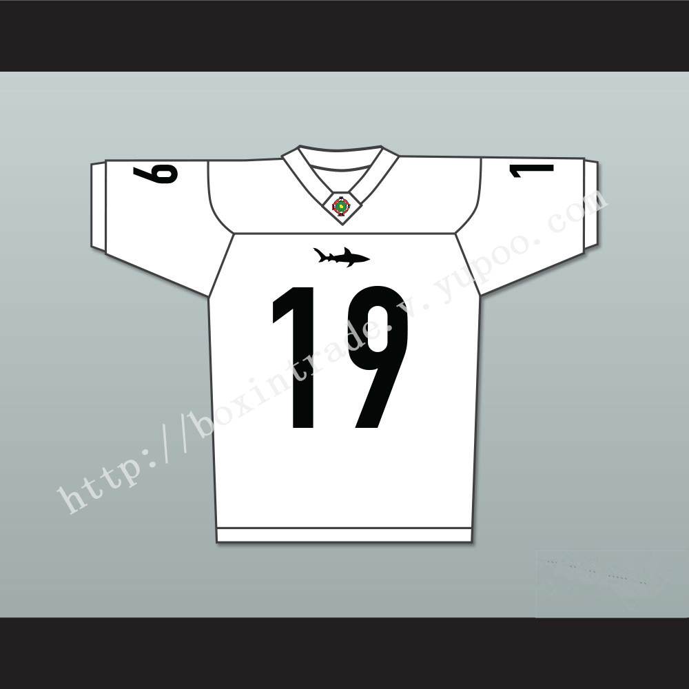 Jack 'Cap' Rooney 19 Miami Sharks White Football Jersey Any Given Sunday Includes AFFA Patch