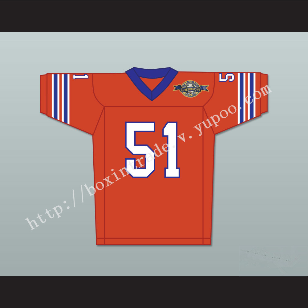 Lyle Robideaux 51 Mud Dogs Home Football Jersey with Bourbon Bowl Patch