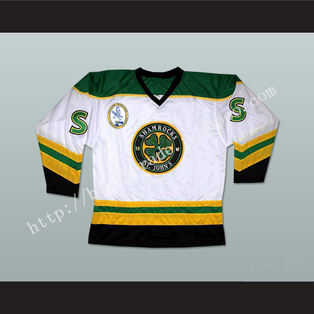 Ross The Boss Rhea St John's Shamrocks White Hockey Jersey with EMHL Patch Goon