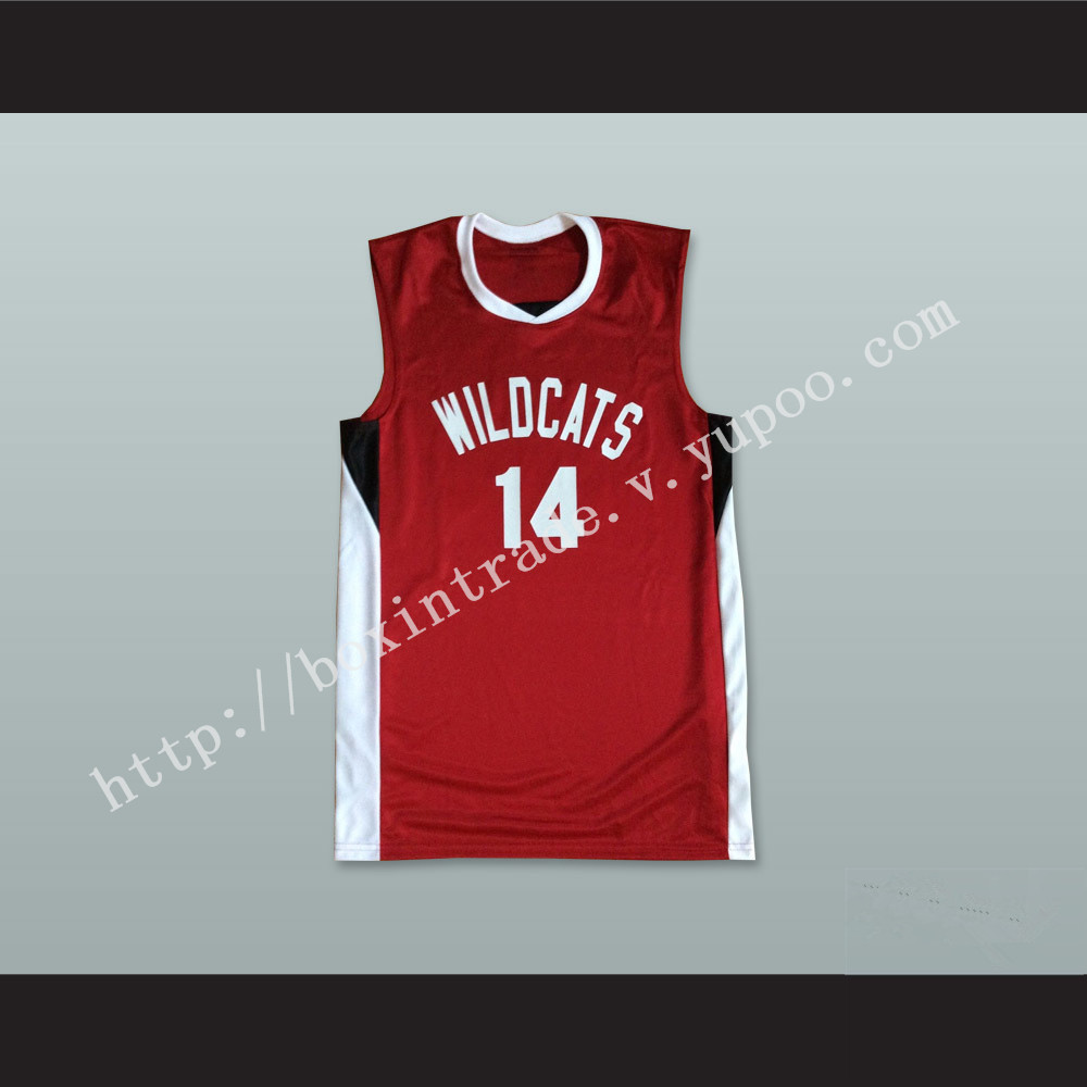 Zac Efron Troy Bolton 14 East High School Wildcats Red Basketball Jersey