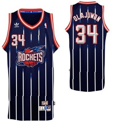 Hakeem Olajuwon Houston Rockets #34 Hardwood Throwback Big And Tall Jersey - Navy Blue