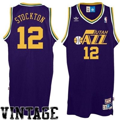 John Stockton Utah Jazz #12 Throwback Big And Tall Jersey - Purple