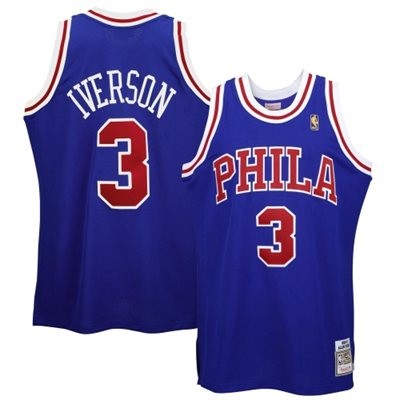 M&N Allen Iverson Philadelphia 76ers #3 Throwback Big And Tall Jersey - Blue