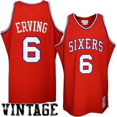 M&N Julius Erving Philadelphia 76ers #6 Throwback Big And Tall Jersey - Red