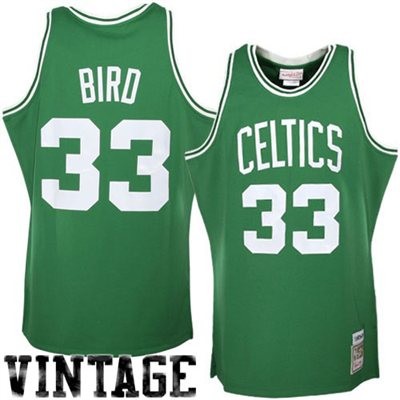 M&N Larry Bird Boston Celtics #33 Throwback Big And Tall Jersey - Green