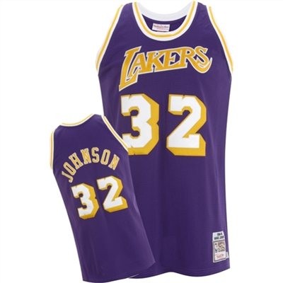 M&N Magic Johnson Los Angeles Lakers #32 Throwback 1984-1985 Big And Tall Jersey - Purple