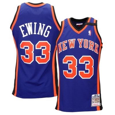 M&N Patrick Ewing New York Knicks #33 Throwback Big And Tall Jersey - Blue