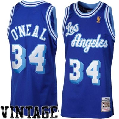 M&N Shaquille O'Neal Los Angeles Lakers #34 Throwback 1996-1997 Big And Tall Jersey - Blue