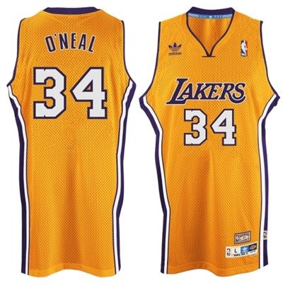 M&N Shaquille O'Neal Los Angeles Lakers #34 Throwback Big And Tall Jersey - Gold