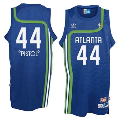 Pete Maravich Atlanta Hawks #44 Throwback Big And Tall Jersey - Royal Blue