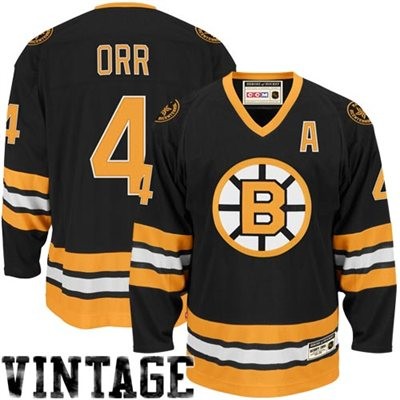 Bobby Orr Boston Bruins #4 Throwback Vintage A Patch Big And Tall Jersey - Black