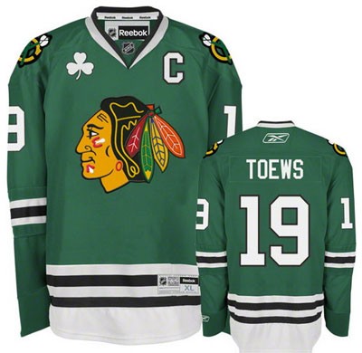 Jonathan Toews Chicago Blackhawks #19 Saint Patrick's Day C Patch Big And Tall Jersey - Green