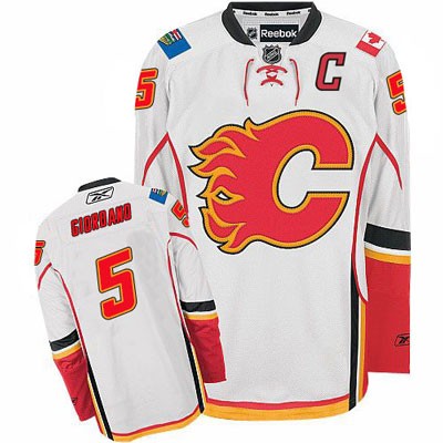 Mark Giordano Calgary Flames #5 Road C Patch Big And Tall Jersey - White