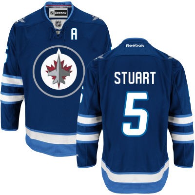 Mark Stuart Winnipeg Jets #5 Home A Patch Big And Tall Jersey - Blue