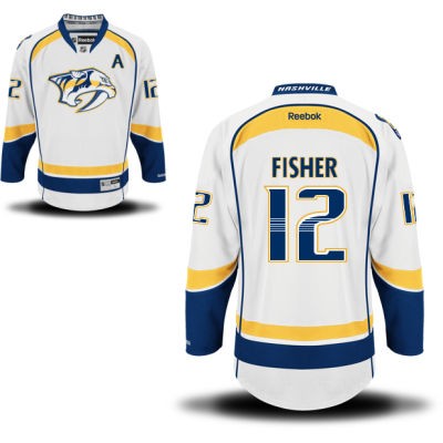 Mike Fisher Nashville Predators #12 Road A Patch Big And Tall Jersey - White