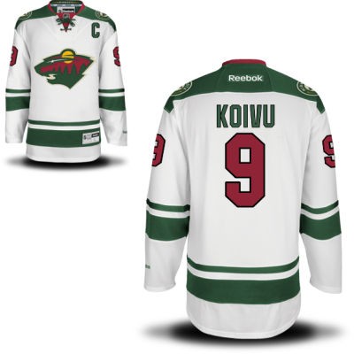 Mikko Koivu Minnesota Wild #9 Road C Patch Big And Tall Jersey - White