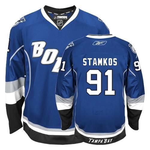 Steven Stamkos Tampa Bay Lightning #91 Alternate Bolts C Patch Big And Tall Jersey - Blue