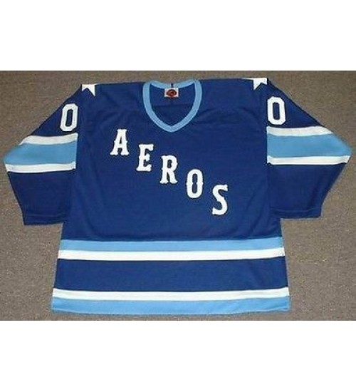 Custom 1970s AHL Houston Aeros WHA Vintage Throwback Hockey Jersey Blue