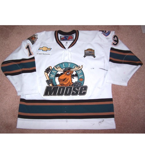 Custom 2003 04 AHL Manitoba Moose 19 Sean Pronger Hockey Jersey Road White