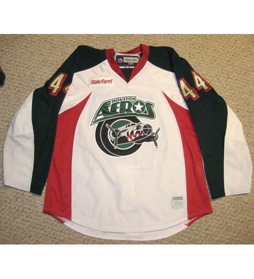 Custom 2009 10 AHL Houston Aeros 44 Justin Falk Alternate White Hockey Jersey