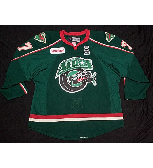 Custom 2010 11 AHL Houston Aeros 37 Pascal Morency Green Hockey Jersey