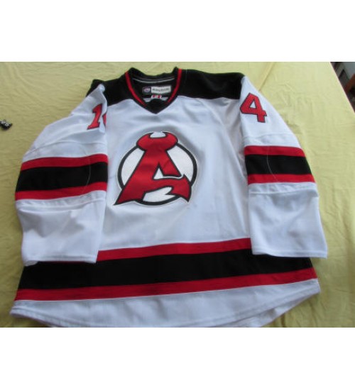 Custom AHL Albany Devils 14 Cam Janssen Hockey Jersey Home White