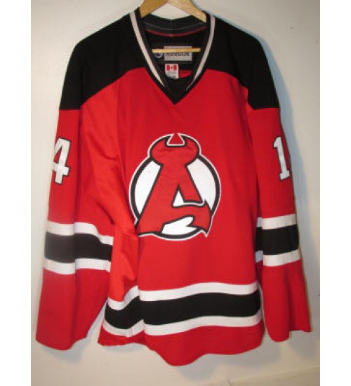 Custom AHL Albany Devils 14 Nathan Perkovich Hockey Jersey Away Red