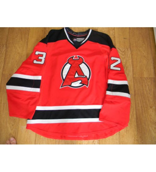 Custom AHL Albany Devils 32 Harry Young Hockey Jersey Away Red