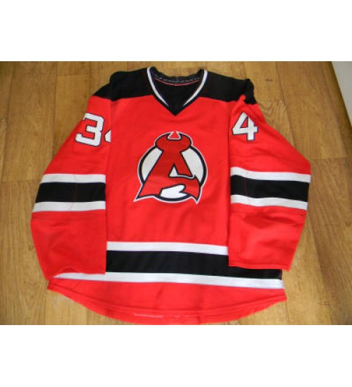 Custom AHL Albany Devils 34 PLL Leblond Hockey Jersey Away Red