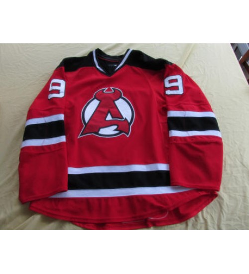 Custom AHL Albany Devils 9 Joe Whitney Hockey Jersey Away Red