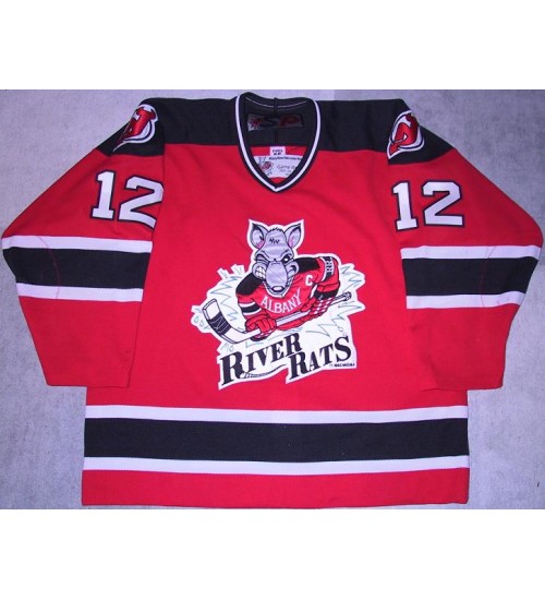 Custom AHL Albany River Rats 12 Ilkka Pikkarainen Jersey Home Red