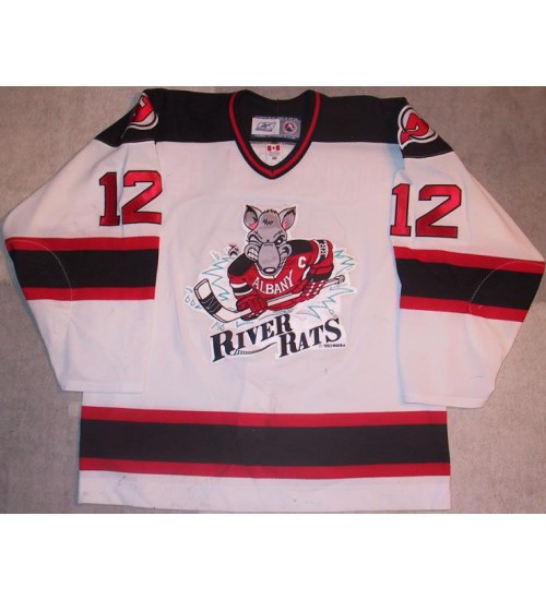 Custom AHL Albany River Rats 12 Ilkka Pikkarainen Jersey Road White