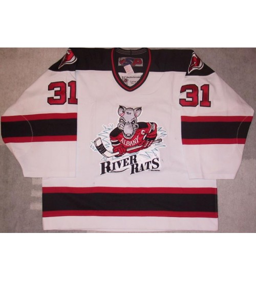 Custom AHL Albany River Rats 31 Ari Ahonen Jersey Road White