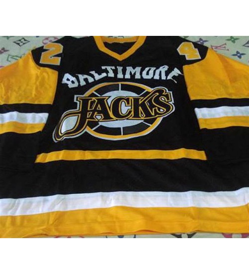 Custom AHL Baltimore SkipJacks 24 Therrien Jersey Black Yellow