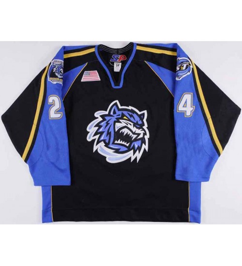 Custom AHL Bridgeport Sound Tigers 24 Branislav Mezei Jersey Dark Blue