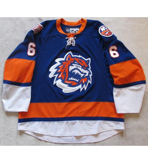 Custom AHL Bridgeport Sound Tigers 6 Jesse Joensuu Jersey Blue