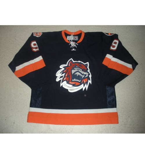 Custom AHL Bridgeport Sound Tigers 6 Robert Nilsson Jersey Dark Blue