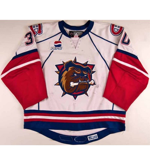 Custom AHL Canadiens Hamilton Bulldogs 30 Jaroslav Halak Hockey Jersey White