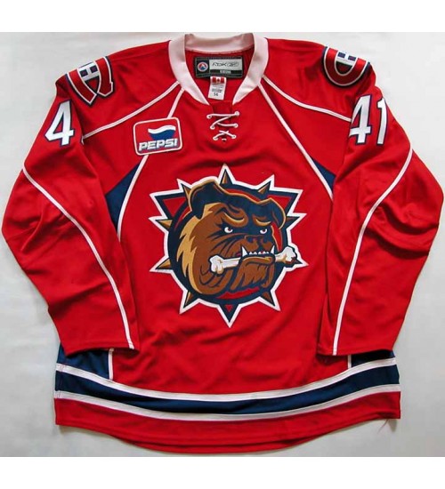 Custom AHL Canadiens Hamilton Bulldogs 41 Mathieu Aubin Authentic Hockey Jersey Red