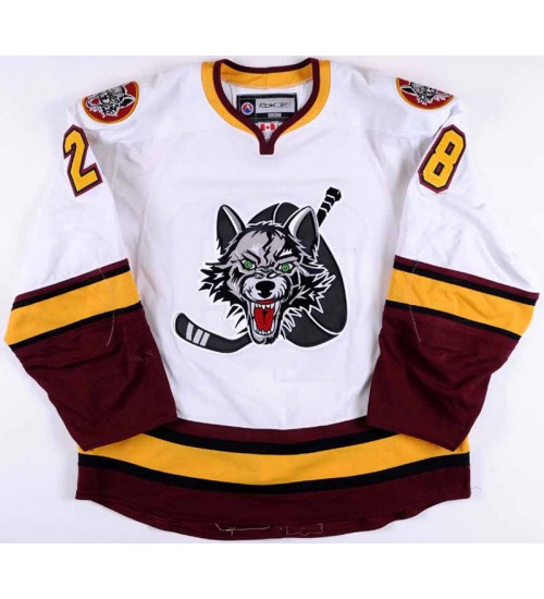 Custom AHL Chicago Wolves 28 Ryan Garbutt Hockey Jersey Home White