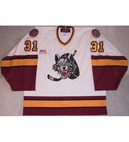 Custom AHL Chicago Wolves 31 Pasi Nurminen Hockey Jersey White