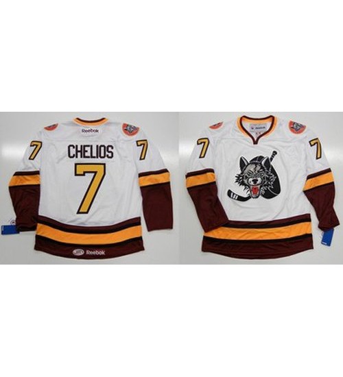 Custom AHL Chicago Wolves 7 Chelios Hockey Jersey Home White