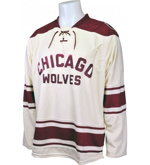 Custom AHL Chicago Wolves Hockey Jersey Alternate Beige