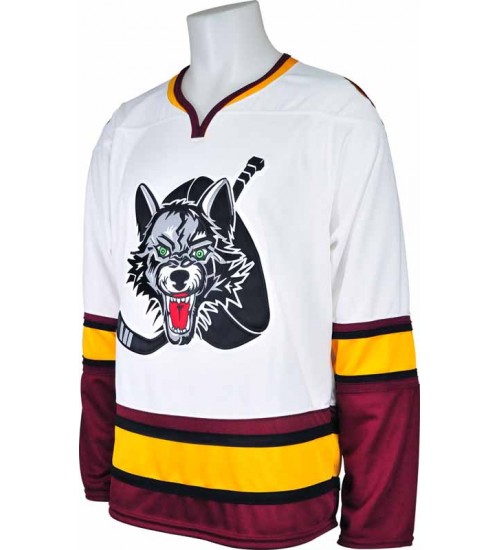 Custom AHL Chicago Wolves Hockey Jersey Home White