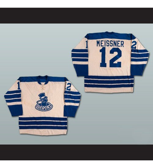 Custom AHL Cleveland Barons 12 Barrie Meissner Hockey Jersey White Blue