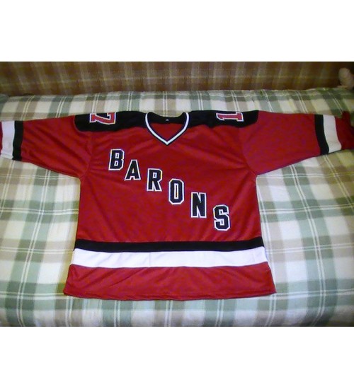 Custom AHL Cleveland Barons 17 Simmer Hockey Jersey Red