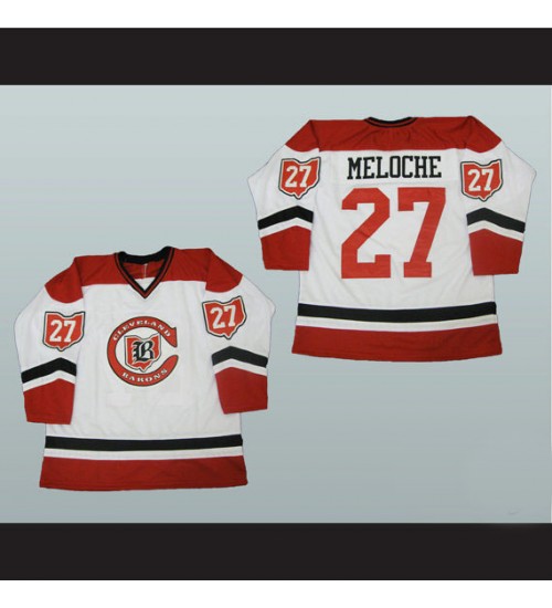 Custom AHL Cleveland Barons 27 Gilles Meloche Hockey Jersey White