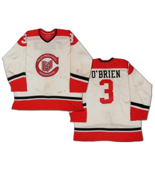 Custom AHL Cleveland Barons 3 OBrien Hockey Jersey White