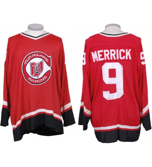 Custom AHL Cleveland Barons 9 Merrick Hockey Jersey Red